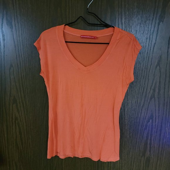Tangerine Orange Krimson Klover  V Neck Tee Size Small - Picture 8 of 12